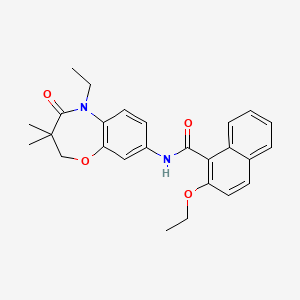 molecular formula C26H28N2O4 B2858577 2-ethoxy-N-(5-ethyl-3,3-dimethyl-4-oxo-2,3,4,5-tetrahydrobenzo[b][1,4]oxazepin-8-yl)-1-naphthamide CAS No. 921793-33-1