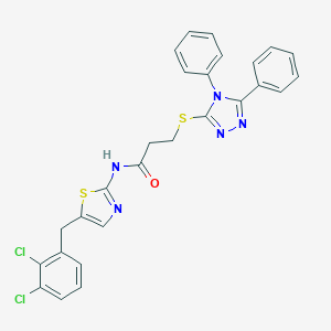 molecular formula C27H21Cl2N5OS2 B285858 N-[5-(2,3-dichlorobenzyl)-1,3-thiazol-2-yl]-3-[(4,5-diphenyl-4H-1,2,4-triazol-3-yl)sulfanyl]propanamide 