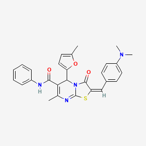 (E)-2-(4-(dimethylamino)benzylidene)-7-methyl-5-(5-methylfuran-2-yl)-3-oxo-N-phenyl-3,5-dihydro-2H-thiazolo[3,2-a]pyrimidine-6-carboxamide