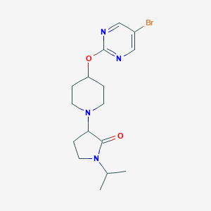 molecular formula C16H23BrN4O2 B2858589 3-[4-(5-Bromopyrimidin-2-yl)oxypiperidin-1-yl]-1-propan-2-ylpyrrolidin-2-one CAS No. 2379950-80-6