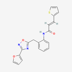 molecular formula C20H15N3O3S B2858591 (E)-N-(2-((3-(呋喃-2-基)-1,2,4-恶二唑-5-基)甲基)苯基)-3-(噻吩-2-基)丙烯酰胺 CAS No. 1798401-40-7
