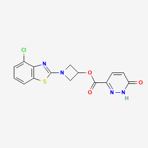 molecular formula C15H11ClN4O3S B2858592 1-(4-Chlorobenzo[d]thiazol-2-yl)azetidin-3-yl 6-oxo-1,6-dihydropyridazine-3-carboxylate CAS No. 1396871-74-1