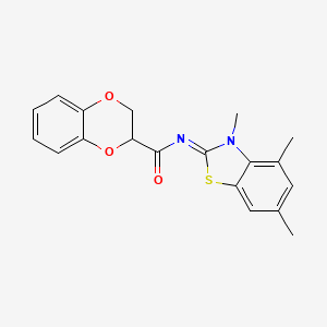 (E)-N-(3,4,6-trimethylbenzo[d]thiazol-2(3H)-ylidene)-2,3-dihydrobenzo[b][1,4]dioxine-2-carboxamide