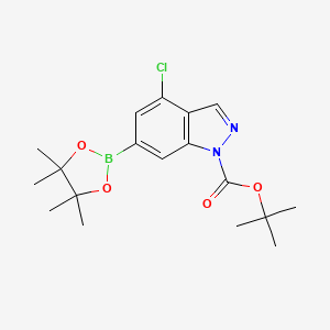 molecular formula C18H24BClN2O4 B2858607 tert-Butyl 4-chloro-6-(tetramethyl-1,3,2-dioxaborolan-2-yl)indazole-1-carboxylate CAS No. 2377611-95-3