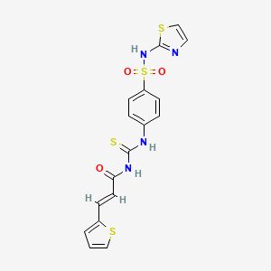 molecular formula C17H14N4O3S4 B2858610 (2E)-N-{[4-(1,3-thiazol-2-ylsulfamoyl)phenyl]carbamothioyl}-3-(thiophen-2-yl)prop-2-enamide CAS No. 330580-14-8