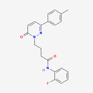 molecular formula C21H20FN3O2 B2858622 N-(2-氟苯基)-4-(6-氧代-3-(对甲苯基)吡嗪-1(6H)-基)丁酰胺 CAS No. 946322-24-3
