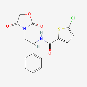 molecular formula C16H13ClN2O4S B2858626 5-氯-N-(2-(2,4-二氧代恶唑烷-3-基)-1-苯乙基)噻吩-2-甲酰胺 CAS No. 2034251-40-4