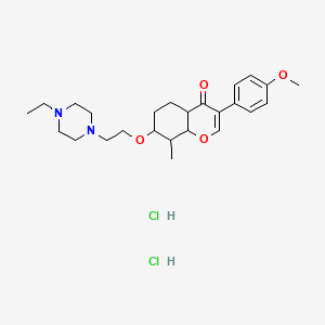 molecular formula C25H32Cl2N2O4 B2858633 7-[2-(4-Ethylpiperazin-1-yl)ethoxy]-3-(4-methoxyphenyl)-8-methyl-4a,5,6,7,8,8a-hexahydrochromen-4-one;dihydrochloride CAS No. 1215635-22-5