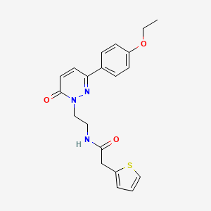 molecular formula C20H21N3O3S B2858645 N-(2-(3-(4-ethoxyphenyl)-6-oxopyridazin-1(6H)-yl)ethyl)-2-(thiophen-2-yl)acetamide CAS No. 921852-93-9