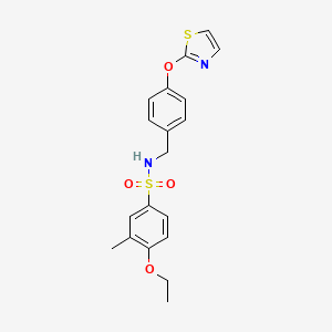 molecular formula C19H20N2O4S2 B2858646 4-ethoxy-3-methyl-N-(4-(thiazol-2-yloxy)benzyl)benzenesulfonamide CAS No. 2034378-52-2