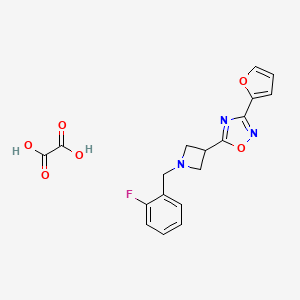 molecular formula C18H16FN3O6 B2858651 5-(1-(2-Fluorobenzyl)azetidin-3-yl)-3-(furan-2-yl)-1,2,4-oxadiazole oxalate CAS No. 1428362-35-9