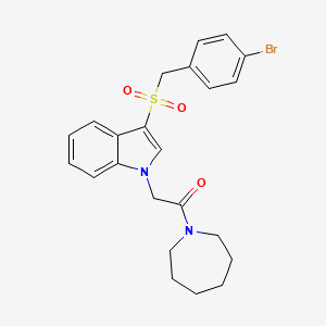 molecular formula C23H25BrN2O3S B2858658 1-(2-氮杂环庚-1-基-2-氧代乙基)-3-[(4-溴苄基)磺酰基]-1H-吲哚 CAS No. 878060-51-6