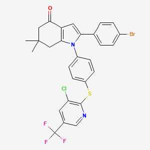 2-(4-Bromophenyl)-1-[4-[3-chloro-5-(trifluoromethyl)pyridin-2-yl]sulfanylphenyl]-6,6-dimethyl-5,7-dihydroindol-4-one