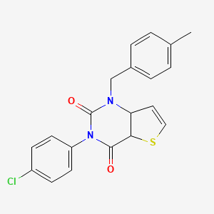 molecular formula C20H15ClN2O2S B2858667 3-(4-chlorophenyl)-1-[(4-methylphenyl)methyl]-1H,2H,3H,4H-thieno[3,2-d]pyrimidine-2,4-dione CAS No. 1326849-27-7