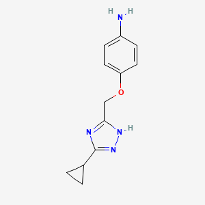 molecular formula C12H14N4O B2858676 4-[(3-环丙基-1H-1,2,4-三唑-5-基)甲氧基]苯胺 CAS No. 1274929-63-3