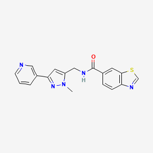 molecular formula C18H15N5OS B2858689 N-((1-甲基-3-(吡啶-3-基)-1H-吡唑-5-基)甲基)苯并[d]噻唑-6-甲酰胺 CAS No. 2034278-38-9