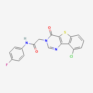 molecular formula C18H11ClFN3O2S B2858697 2-(9-chloro-4-oxo[1]benzothieno[3,2-d]pyrimidin-3(4H)-yl)-N-(4-fluorophenyl)acetamide CAS No. 1223827-83-5