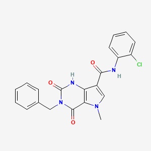 molecular formula C21H17ClN4O3 B2858705 3-benzyl-N-(2-chlorophenyl)-5-methyl-2,4-dioxo-2,3,4,5-tetrahydro-1H-pyrrolo[3,2-d]pyrimidine-7-carboxamide CAS No. 921580-70-3