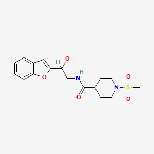 molecular formula C18H24N2O5S B2858708 N-(2-(benzofuran-2-yl)-2-methoxyethyl)-1-(methylsulfonyl)piperidine-4-carboxamide CAS No. 2034608-81-4