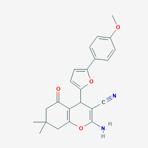 molecular formula C23H22N2O4 B285871 2-amino-4-(5-(4-methoxyphenyl)furan-2-yl)-7,7-dimethyl-5-oxo-5,6,7,8-tetrahydro-4H-chromene-3-carbonitrile 