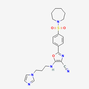 5-((3-(1H-imidazol-1-yl)propyl)amino)-2-(4-(azepan-1-ylsulfonyl)phenyl)oxazole-4-carbonitrile
