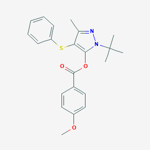 1-tert-butyl-3-methyl-4-(phenylthio)-1H-pyrazol-5-yl 4-methoxybenzoate