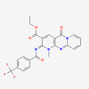 (E)-ethyl 1-methyl-5-oxo-2-((4-(trifluoromethyl)benzoyl)imino)-2,5-dihydro-1H-dipyrido[1,2-a:2',3'-d]pyrimidine-3-carboxylate