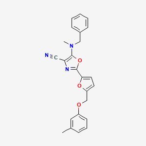 molecular formula C24H21N3O3 B2858762 5-(苄基(甲基)氨基)-2-(5-((间甲苯氧基)甲基)呋喃-2-基)恶唑-4-腈 CAS No. 931749-19-8