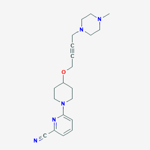 molecular formula C20H27N5O B2858772 6-(4-{[4-(4-Methylpiperazin-1-yl)but-2-yn-1-yl]oxy}piperidin-1-yl)pyridine-2-carbonitrile CAS No. 2415631-92-2