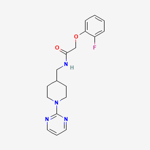 molecular formula C18H21FN4O2 B2858780 2-(2-氟苯氧基)-N-((1-(嘧啶-2-基)哌啶-4-基)甲基)乙酰胺 CAS No. 1235051-36-1