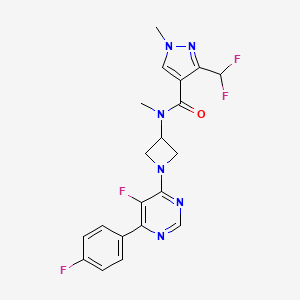 molecular formula C20H18F4N6O B2858783 3-(Difluoromethyl)-N-[1-[5-fluoro-6-(4-fluorophenyl)pyrimidin-4-yl]azetidin-3-yl]-N,1-dimethylpyrazole-4-carboxamide CAS No. 2380183-19-5