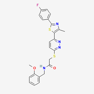 molecular formula C24H21FN4O2S2 B2858801 2-((6-(2-(4-fluorophenyl)-4-methylthiazol-5-yl)pyridazin-3-yl)thio)-N-(2-methoxybenzyl)acetamide CAS No. 923202-19-1