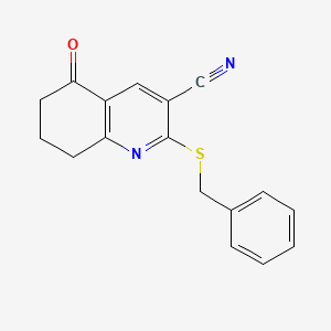 molecular formula C17H14N2OS B2858825 2-benzylsulfanyl-5-oxo-7,8-dihydro-6H-quinoline-3-carbonitrile CAS No. 442556-61-8