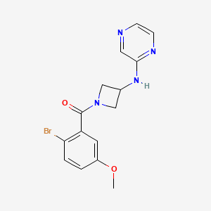 molecular formula C15H15BrN4O2 B2858848 (2-Bromo-5-methoxyphenyl)(3-(pyrazin-2-ylamino)azetidin-1-yl)methanone CAS No. 2319787-97-6