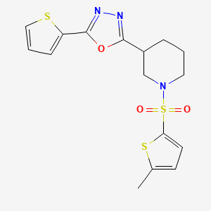 2-(1-((5-Methylthiophen-2-yl)sulfonyl)piperidin-3-yl)-5-(thiophen-2-yl)-1,3,4-oxadiazole
