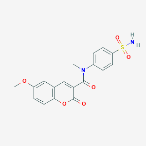 molecular formula C18H16N2O6S B285885 N-[4-(aminosulfonyl)phenyl]-6-methoxy-N-methyl-2-oxo-2H-chromene-3-carboxamide 