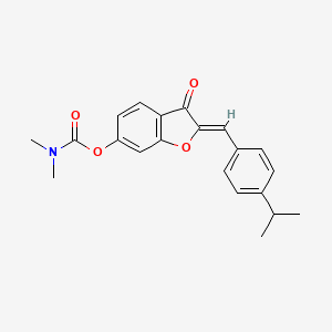 molecular formula C21H21NO4 B2858858 (Z)-2-(4-isopropylbenzylidene)-3-oxo-2,3-dihydrobenzofuran-6-yl dimethylcarbamate CAS No. 858763-09-4