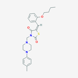 molecular formula C26H31N3O3S B285886 5-(2-Butoxybenzylidene)-3-{[4-(4-methylphenyl)-1-piperazinyl]methyl}-1,3-thiazolidine-2,4-dione 