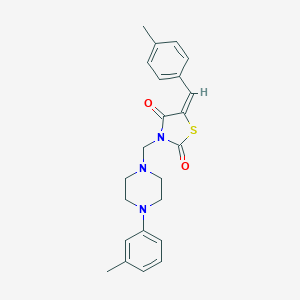 molecular formula C23H25N3O2S B285887 5-(4-Methylbenzylidene)-3-{[4-(3-methylphenyl)-1-piperazinyl]methyl}-1,3-thiazolidine-2,4-dione 