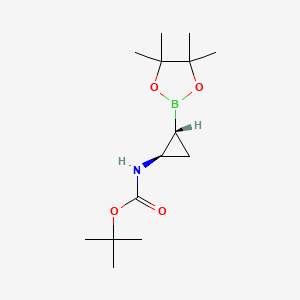 molecular formula C14H26BNO4 B2858873 Tert-butyl N-[(1R,2R)-2-(4,4,5,5-tetramethyl-1,3,2-dioxaborolan-2-yl)cyclopropyl]carbamate CAS No. 2382719-64-2