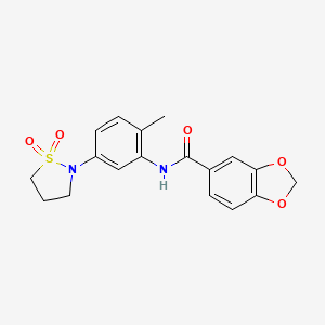 N-(5-(1,1-dioxidoisothiazolidin-2-yl)-2-methylphenyl)benzo[d][1,3]dioxole-5-carboxamide