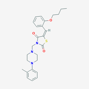 molecular formula C26H31N3O3S B285889 5-(2-Butoxybenzylidene)-3-{[4-(2-methylphenyl)-1-piperazinyl]methyl}-1,3-thiazolidine-2,4-dione 