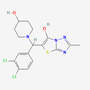 molecular formula C17H18Cl2N4O2S B2858901 5-((3,4-Dichlorophenyl)(4-hydroxypiperidin-1-yl)methyl)-2-methylthiazolo[3,2-b][1,2,4]triazol-6-ol CAS No. 869344-74-1