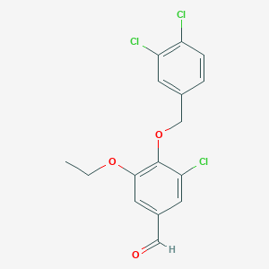 molecular formula C16H13Cl3O3 B2858917 3-Chloro-4-((3,4-dichlorobenzyl)oxy)-5-ethoxybenzaldehyde CAS No. 428490-70-4