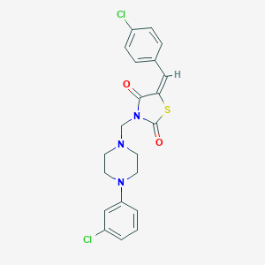 molecular formula C21H19Cl2N3O2S B285892 5-(4-Chlorobenzylidene)-3-{[4-(3-chlorophenyl)-1-piperazinyl]methyl}-1,3-thiazolidine-2,4-dione 