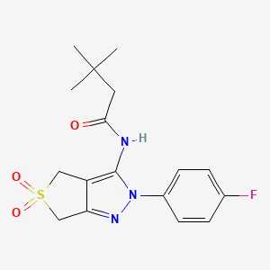 molecular formula C17H20FN3O3S B2858921 N-(2-(4-fluorophenyl)-5,5-dioxido-4,6-dihydro-2H-thieno[3,4-c]pyrazol-3-yl)-3,3-dimethylbutanamide CAS No. 893934-27-5