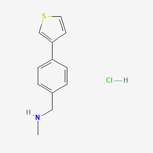 molecular formula C12H14ClNS B2858937 Methyl({[4-(thiophen-3-yl)phenyl]methyl})amine hydrochloride CAS No. 2219407-54-0