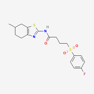 molecular formula C18H21FN2O3S2 B2858944 4-((4-fluorophenyl)sulfonyl)-N-(6-methyl-4,5,6,7-tetrahydrobenzo[d]thiazol-2-yl)butanamide CAS No. 941907-24-0
