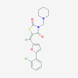 molecular formula C20H19ClN2O3S B285895 5-{[5-(2-Chlorophenyl)-2-furyl]methylene}-3-(1-piperidinylmethyl)-1,3-thiazolidine-2,4-dione 