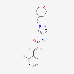 molecular formula C18H20ClN3O2 B2858952 (E)-3-(2-氯苯基)-N-(1-((四氢-2H-吡喃-4-基)甲基)-1H-吡唑-4-基)丙烯酰胺 CAS No. 1706483-20-6